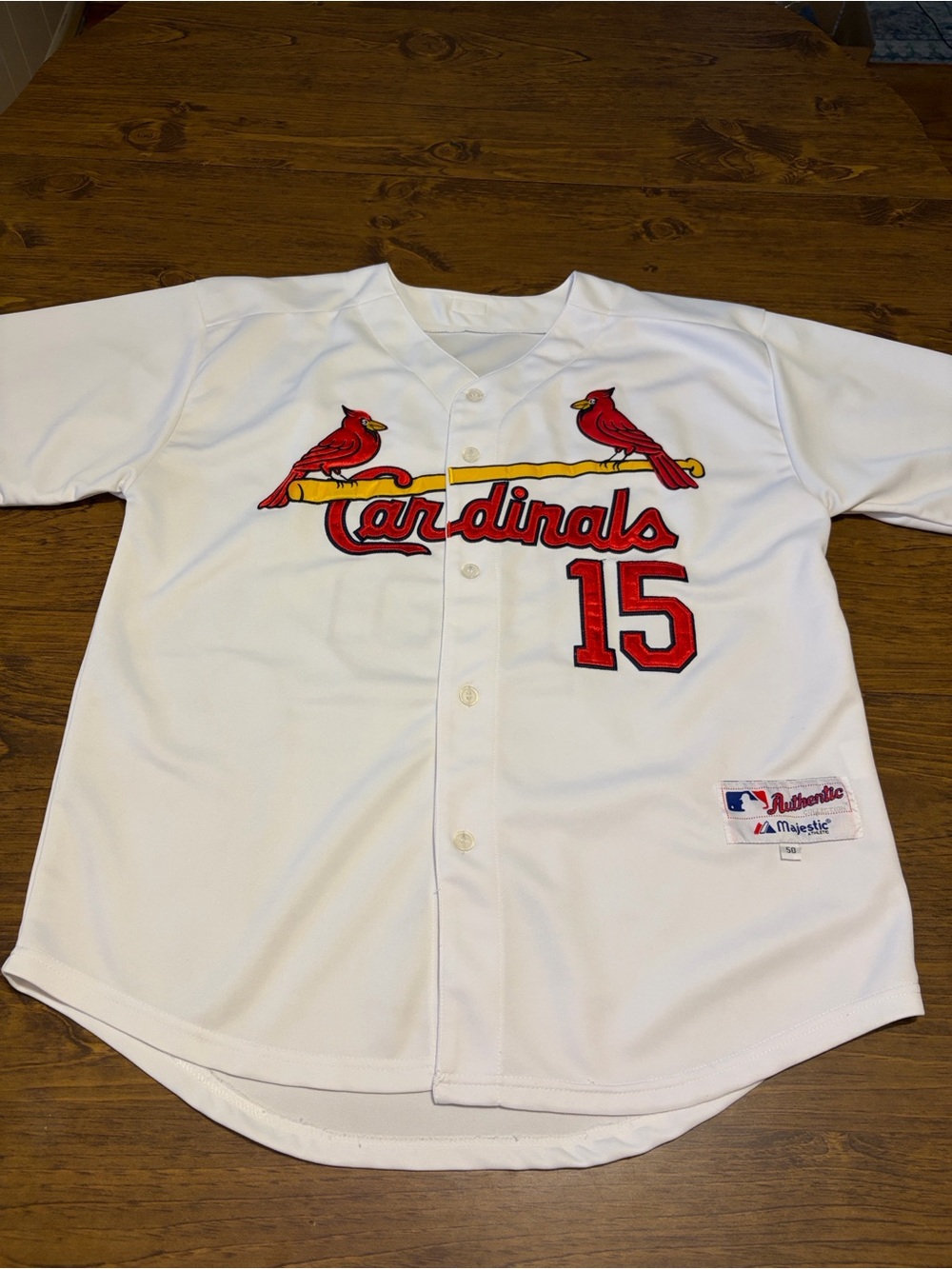 Majestic White and Red St. Louis Cardinals Team Jersey #15 Jim Edmonds